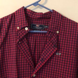 Vineyard Vines Boys Red and Navy Dress Shirt XL